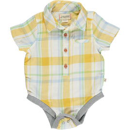 Cream and Gold Plaid Woven Onsie