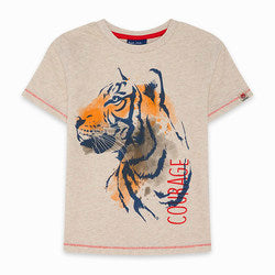 Beige T-Shirt Tiger Courage