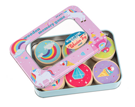 Unicorn Wooden Memory Game in a Tin