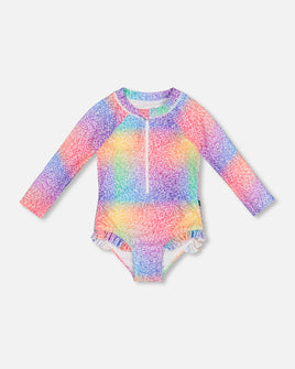 1 Piece Rainbow Rashguard Swimsuit