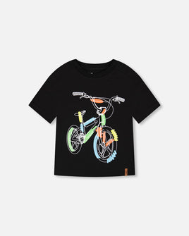 Black T-shirt with Bike Graphic
