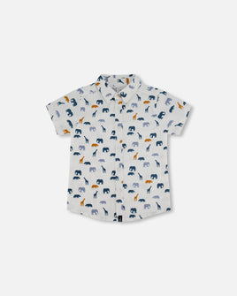 Jungle Print Poplin Short Sleeve Shirt