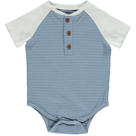 Henley Romper Blue/White Stripe