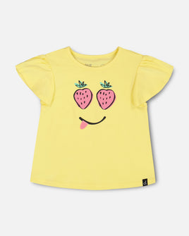 Yellow Jersey T-shirt with Strawberry Smile