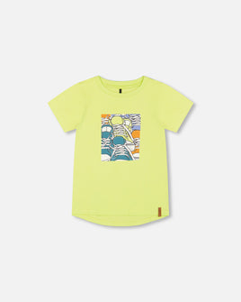 Lime T-shirt with Shoes Graphic