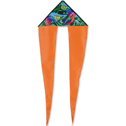 These printed Flo-Tail Delta Kites are one of our most stable designs and feature long flowing tails that show beautifully in the sky. 