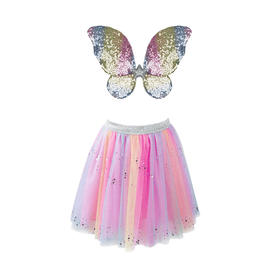 Rainbow Sequin Skirt with Wings