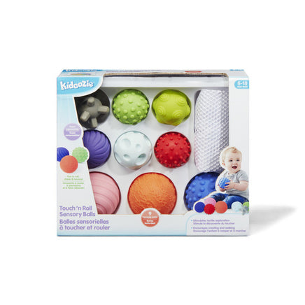 The Kidoozie Touch 'n Roll Sensory Balls promote tactile exploration with 9 textured, super squeezable designs! Each balls offers a different sensory experience for children to explore, and range from soft to firm. The sensory balls can be played with many ways, from their highchair, the floor, on the go or outside! The balls are fun to hold and squeeze, and even more fun to roll, chase and bounce as children begin to crawl and walk. For convenient storage, toss the balls into the mesh storage sack. Kidoozi